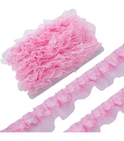 Plissee Spitzenborte Kariert - 2cm Breites Elastisches Rüschenband Für Näharbeiten (5 Yard)