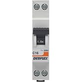 DEBFLEX - 16A Phase + Neutral 3KA Circuit Breaker - Short Circuit Module - NF Certified - Electrical Panel Installation - Gre