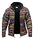 Produktbild Wolljacke Batik Festlich Kapuze Jacke Handgestrickt Hippy Boho Super Warm - Mehrfarbig, XL