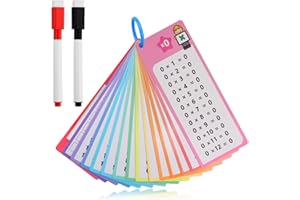 VACHELPER 1x1 Carte di Moltiplicazione Tavole da Moltiplicare per Bambini Tavola delle Moltiplicazioni 14Carte Portatile con 2Pennarelli e AnelliC per Bambini Bambine All'inizio Dell'anno Scolastico Casa Scuola