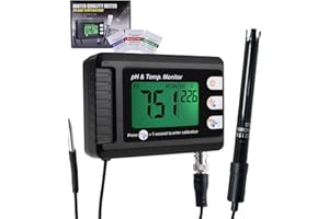 GAIN EXPRESS Digital Combo pH & Temperature Meter, Aquarium Thermometer pH Monitor with Automatic Calibration Function for Fish Tank Hydroponics Aquaculture Laboratory
