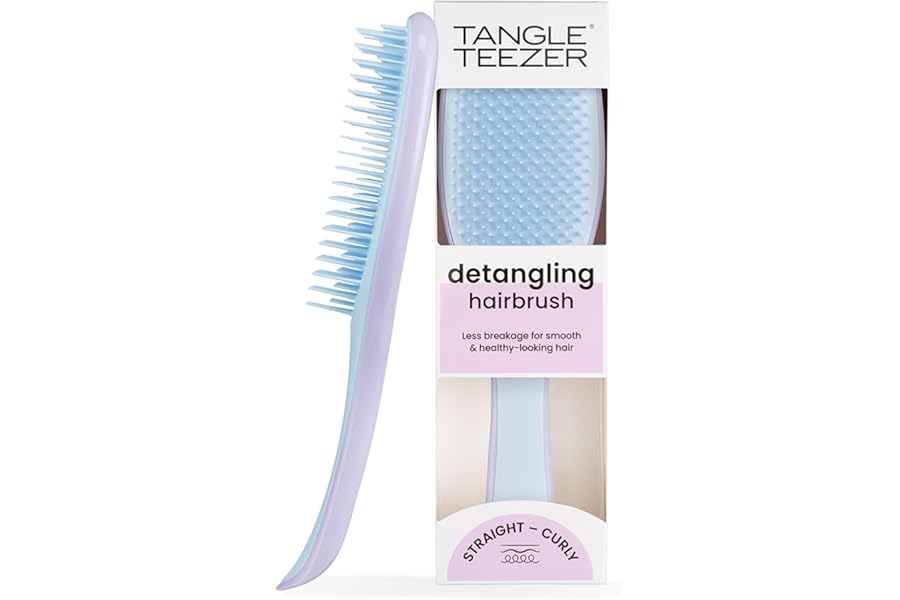 Tangle Teezer Ultimate Detangler Hairbrush - For Wet & Dry Hair - Detangling Brush for All Hair Types - Two-Tiered Teeth Reduce Breakage & Eliminate Knots - Lilac Cloud Blue