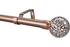 Your Home Online Quality Heavy Duty 28mm Metal Curtain Pole Rings Rods 50mm Metal Osaka Finials (Antique Copper, 1m)