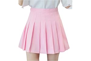 nonotse Women Girls High Waist Pleated Skater Tennis School Short Skirt