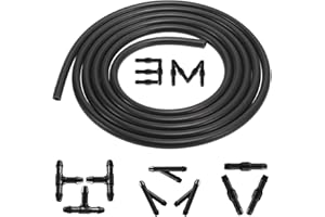SHENGRUILI Universal Coche Manguera Limpiaparabrisas,3M Manguera Agua Limpiaparabrisas,Manguera de Agua Limpiaparabrisas,Manguera Flexible Limpiaparabrisas Coche,Tubo Limpiaparabrisas con 9PCS Conector Juego