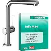 hansgrohe Talis 72808000 M54 Kitchen Tap with Pull-Out Shower, 1 Jet Type, Single Lever Kitchen Mixer Tap 270 mm, Kitchen Sin