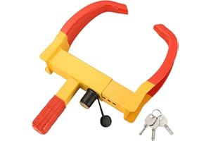 DASBET Wheel Clamp Lock Anti-Theft Wheel Lock Clamp Heavy Duty Car Wheel Lock with 3 Keys Adjustable Security Tire Clamp Fits 7-11" Width Tyres Security Clamp for Cars Caravans Trailers (Red)