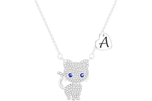 Esmoly Regali per Ragazze Cat Collane per Ragazze Iniziale Collana Cuore Lettera A-Z Carino Regali di Compleanno per le Donne Figlia Nipote Nipote 16+2 Pollici