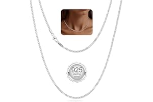BAROROBA 925 Solid Sterling Silver 1.5mm/2mm Curb Chain Necklace for Women Girls, Sturdy&Dainty& Non-Fading Sterling Silver Chain Ideal Choice for Pendant Jewellery Gifts 14/16/18/20/22/24 Inch