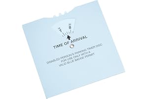 Blue Badge Parking Clock Timer Disc Disabled Parking Permit Accessory for Cars, Vans & Bikes. Displays Arrival Time, Ensures Compliance for Wheelchair Bays & Double Yellow Lines, Avoids Fines
