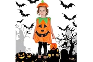 Hubatterik halloween kostüm kürbis kinder kürbis kostüm mit halloween süssigkeiten beutel hut 12 Stück Halloween 3D Fledermaus Deko, Fleece Pumpkin Halloween Cosplay Kleinkind 3-7 Jahre