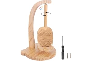 OFC LENW Wooden Yarn Holder for Crochet & Knitting - Magnetic Rotating Yarn Spinner Rack, Stable 320g Yarn Shaft Dispenser, Smooth Wool Balls Holder Crochet Holder for Knitting Lovers,Grandma,Mother's Day Gift