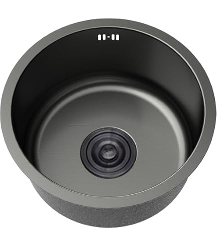 Fregadero Redondo De Acero Inoxidable 304 - 30cm - Ideal Para Cocina O Baño (Color Negro)