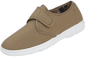 YINKA SHOES Mens Canvas Touch Close Strap Low Top Espadrille Loafer Casual Trainers Size 7-12