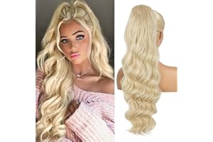 YEESHEDO Estensione dei capelli a coda di cavallo biondo ondulata lunga per donne, clip di estensioni dei capelli con coda di cavallo con coulisse in parrucchino riccio 24 pollici (colore: 613#)