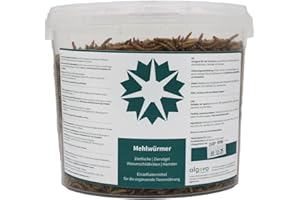 algova Mealworms Dried - Alimento Natural de Insectos para Peces Ornamentales, Aves Ornamentales, Tortugas, erizos (5L = 850g)