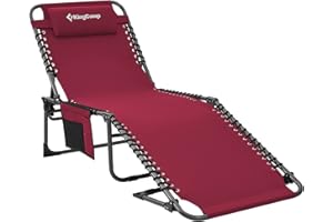 KingCamp Leżaki do ogrodu, 5-pozycyjna, regulowana, ergonomiczna konstrukcja, składany leżak, przenośny leżak z paskiem, leżak do ogrodu, na dziedzińce, baseny, kemping, plażę, do wewnątrz