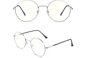 GQUEEN Blue Light Glasses Anti Eyestrain UV Glare Retro Round Blue Light Blocking Glasses for Women Men TV Phone Computer Gaming Eyeglasses