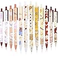 SHAIDOJIO Pack of 12 Cute Cartoon Gel Pens, Retractable Black Ink 0.5 mm, Writing Smooth and Smooth, Kawaii Gel Pens for the Office, Home, School Accessories (D)