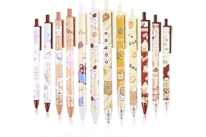SHAIDOJIO 12 Stylo Gel Kawaii, Stylos Kawaii Cartoon, 0.5mm Mignon Stylo-Bille pour Enfants Cadeaux de Bureau, Cadeau Etudiant, Journal D'écriture, L'école, La Maison, Bureau(Set D)