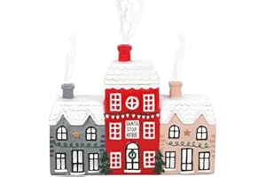 SJ TRADERS Christmas Village Incense Cone Holder, Aromatherapy Gifts for Christmas, Xmas Decorations for Indoors to Fragrance for Home Yoga Meditation, New Year Gift for Your Loved Ones