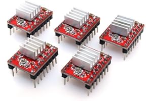 A-DIGISHUO 5pcs A4988 Stepstick Stepper Motor Driver Module with Heat Sink for 3D Printer Reprap Suitable for Mendel Huxley
