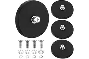 SIYURONGG 4 Imanes Roscados Extra Fuertes, 43mm Imanes de Neodimio con Recubrimiento de Goma y Tornillos M4, Base Magnética Antideslizante para Barras de Luz de Vehículos (Fuerza de Adhesión 15kg)