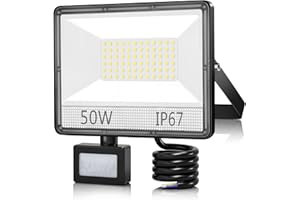 ‎YIQIBRO 50W LED Strahler mit Bewegungsmelder Außen, 5000LM LED Fluter mit Bewegungsmelder Außen, IP67 Wasserdicht LED Strahler Außen 7000K Außenstrahler Scheinwerfer für Lager, Garten, Garage, Hof, Parkplatz