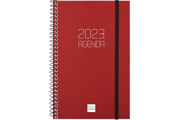 Finocam Agenda 2023 Espiral Opaque Semana Vista Horizontal Enero 2023, Diciembre 202, 12 meses, Español, Color Burdeos, Pequeño, E5, 117 x 181 mm