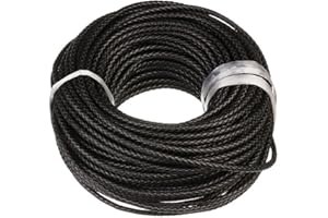 ‎KÖNIG DESIGN Lederband Lederschnur geflochten - Durchmesser 6 mm/Farbe Schwarz/Länge 2m