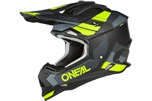 O'NEAL | Casco de Motocross | MX Enduro | Carcasa ABS, Aberturas de ventilación para una refrigeración óptima | Casco 2SRS SPYDE V.23 | Adulto | Negro Gris Amarillo Neón | Talla M (57/58 cm)