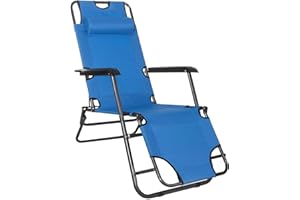 SPRINGOS Tumbona para el Sol, reposacabezas Estrecho, reposapiés, Tumbona de jardín, Plegable, para el Tiempo Libre, soporta hasta 120 kg