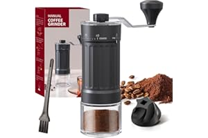 SUNXBUK Kaffeemühle Manuell,kaffeemühle Hand,Coffee Grinder mit Klappbarem Griff und Verstellbarer Mahlgrad, Handkaffeemühle Keramikmahlwerk Edelstahl für Espresso und Französische Presse