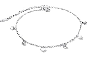 OIDEA Cavigliera Cuore Love Donna Acciaio Inossidabile Strass,Regalo per Festa della Mamma,San Valentino,Natale,Colore a Scelta