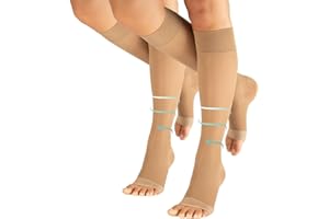 CALZITALY Lot 1/2 Paires Mi Bas de Compression Femme sans Orteils 70 DEN, Chaussettes de Contention Femme 10-14 mm/Hg