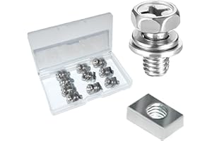 GLOBAL-DAILY Motorcycle Battery Terminal Bolts and Nuts Kit – M6 x 12mm Hex Head Screws for ATV, Scooter, Motorbike, Quad – 10 Pack (Silver)