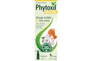 SANOFI PHYTOXIL SPRAY GORGE - Dispositif médical - Spray 20 ml - Apaise la gorge irritée - Soulage la toux sèche - Ectoïne - Mauve Blanche - Miel - A partir de 2 ans