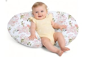 Little Grape Land Nursing Pillow for Baby, Coussin d’Allaitement Doux et Soutenant pour Maman, Coussin de Tétée avec Housse Amovible, Adapté de 0 à 12 Mois(Fleurs Roses)