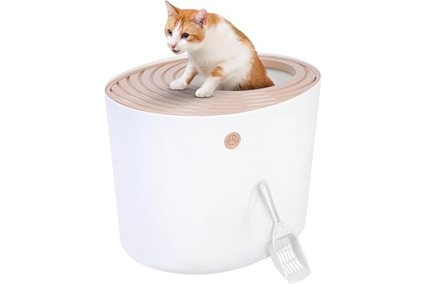 Iris Ohyama, Maison de Toilette pour Chat avec Pelle, Max. 7 kg, Beige, Ouverture en Haut, Bac a Litiere avec Couvercle, Amovible, pour Chaton, Grande Capacité, sans BPA, Nettoyage Facile, PUNT-530