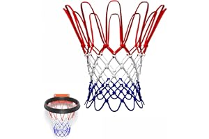 Basketnät 43 cm för standardkorgar Ø 45,7 cm – stabil nylon i NBA-färger röd, vit, blå – officiell tävlingsstorlek, officiell