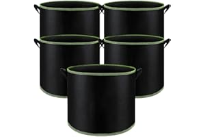DIXIOUJAI 5 Stück pflanzsack 10/20/25l,stofftopf 10/20/25l Mit Griffe,Wiederverwendbare stofftöpfe 10/20/25l,Stoff Pflanztöpfe Runde Belüftungs Pflanztöpfe (10Gallon/25L)