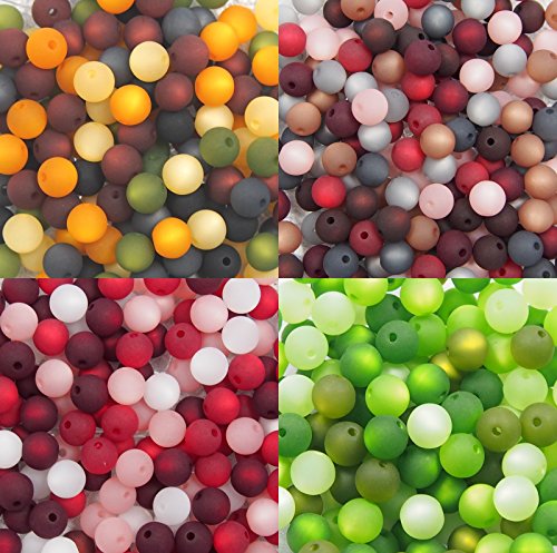 4 juegos por polarisperlen24 - Mezcla de perlas (18 mm, Moca, marrón, de color rojo de Burdeos, Rojo, Verde