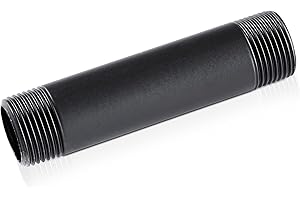 pamo Temperguss Rohr für Möbelbau mit 3/4 Zoll Gewinde für DIY Kleiderstange im Industrial Loft Design | Pulverbeschichtet Wasserrohr in schwarz für Do-It-Yourself Kleiderschrank (10 cm)