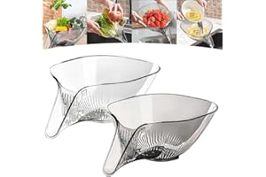sancuanyi Multifunktionaler Abflusskorb,Küchensieb Lunststoff,Abflussschüsselkorb zum Waschen von Lebensmitteln,kitchen drain basket, Obst (2 Stück) (grau+transparent)
