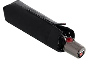 Knirps Taschenschirm T.100 Small Duomatic in Schwarz mit Schutzhülle I Kleiner Regenschirm mit Duomatic-Funktion I Auf-Zu-Automatik I Taschenregenschirm mit Drucktaste I Regenschirm automatisch