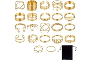 XBFOCNH 22 pcs Bague Femme Acier Inoxydable Bague,Empilables Bague Phalange Ensemble,pour Les Femmes Knuckle Midi Rings