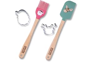 Zenker Set 2 Pezzi Spatola e Pennello da Cucina Natalizi con Tagliabiscotti, Utensili in Silicone con Stampi in Acciaio Inossidabile, Spatola Renna e Pennello Babbo Natale, Accessori pasticceria