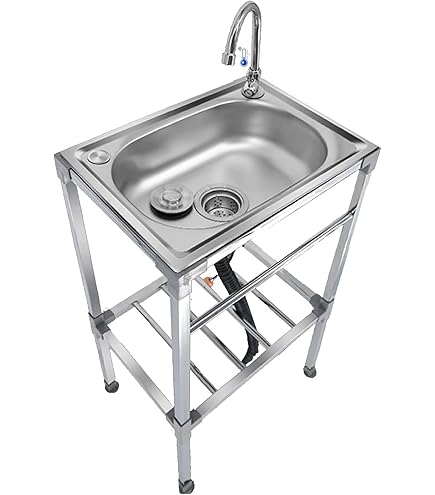 Lavandino Mobile Acciaio Inox 38x33x83cm - Con Rubinetto Per Esterno - Foto 11