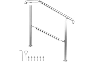 VEVOR Corrimano di Transizione in Acciaio Inossidabile, Adatto per Superficie Piana Ringhiera per Scale Regolabile, Ringhiere per Scale da 1 a 3 Gradini per Interno ed Esterno, Come Scala Soppalcata