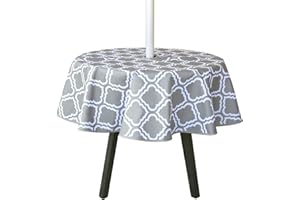 Topchances Nappe imperméable pour jardin, terrasse, extérieur, avec trou de parasol/trou pour parasol, fermeture éclair, facile à nettoyer, pour maison, café, salle à manger, barbecue, pique-nique,